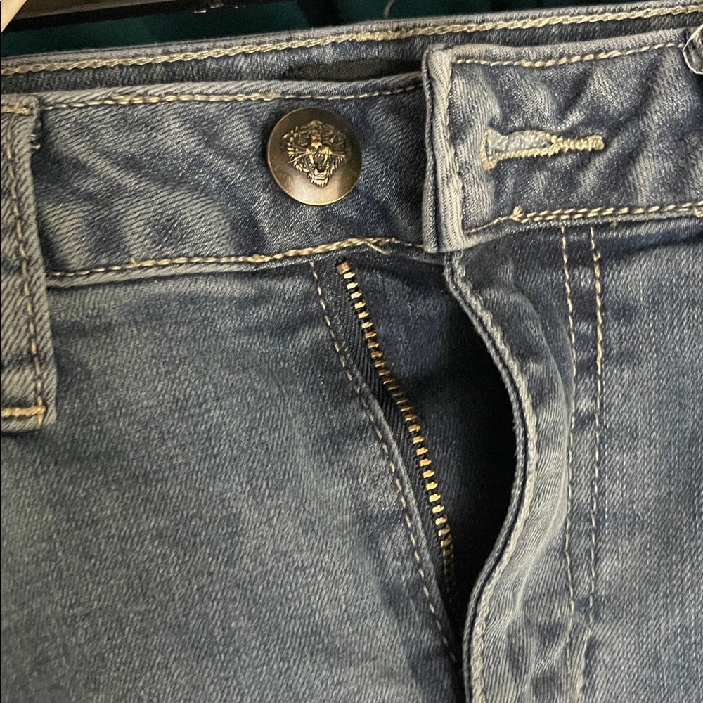 Ed Hardy Women's Brave Hearts Stay True Eagle Wide Leg Jeans Med Vintage Wash 24 - Picture 7 of 15